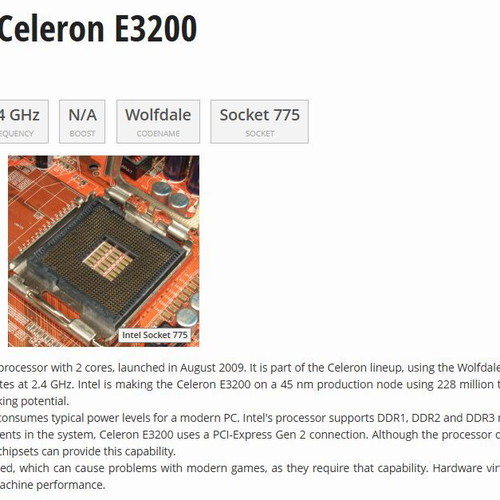 Intel Celeron E3200 processor used, tested and functional