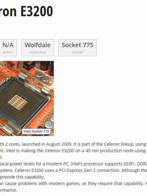 Intel Celeron E3200 processor used, tested and functional