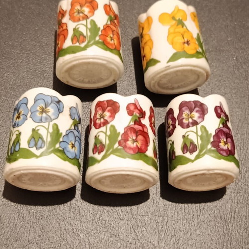 Set of 5 Vintage Mini Porcelain Thimble Candle Holders