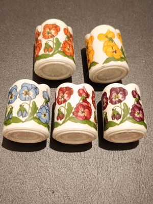 Set of 5 Vintage Mini Porcelain Thimble Candle Holders