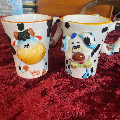 Mugs used with animal designs, set of 2