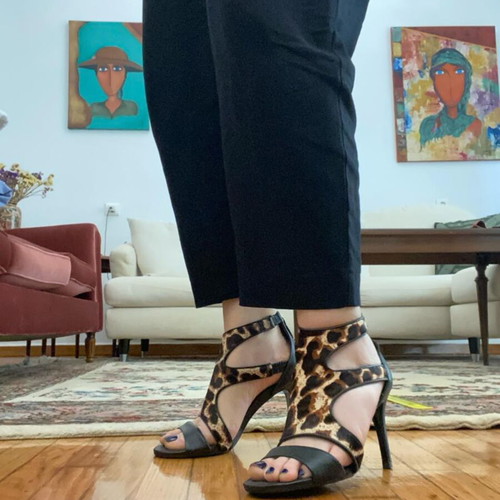 Sandro Paris leopard black heels like new