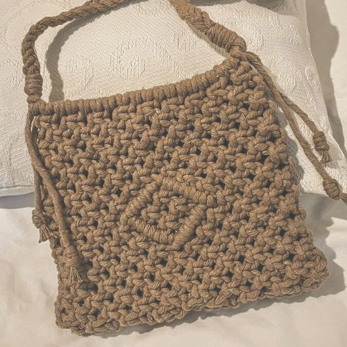 Boho macrame bag handmade new, beige