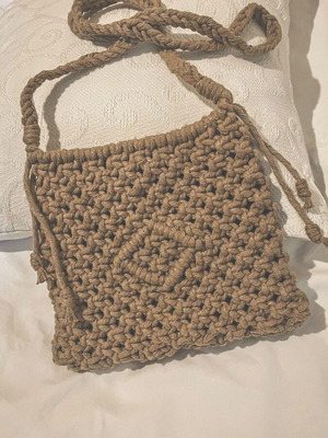 Boho macrame bag handmade new, beige