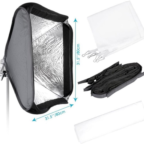 Neewer 80 x 80cm Bowens Mount Softbox with Grid and S-type Flash Bracket like new