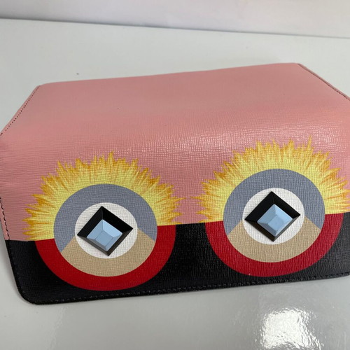 Fendi Crystal Eye Monster Wallet like new, pink
