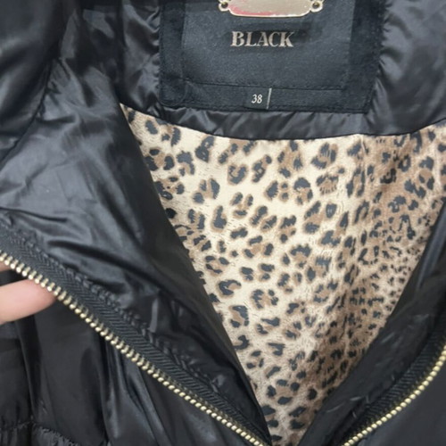 Lynne Jacket Like New Black With Leopard Lining And Hidden Hood