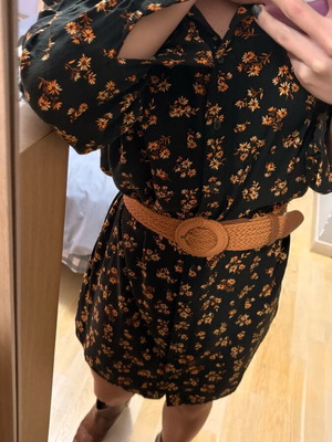 MNG dress new black with brown flowers, size XS