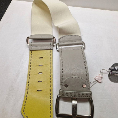 Wide belt used with elastic and silver buckle gray