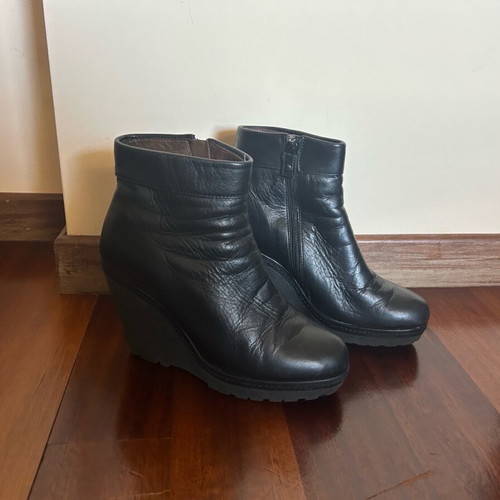 Sax platform ankle boots like new, black leather, size 38