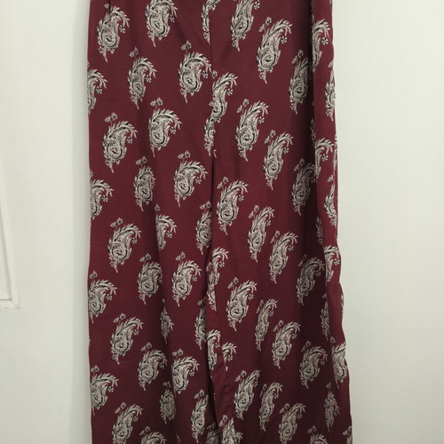Mango zip culotte pants, burgundy with paisley