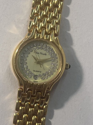 Pierre Nicole 24mm elegant gold watch with stones on dial new