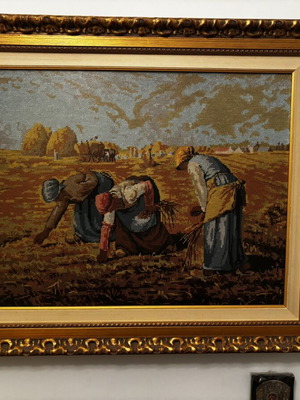 Three embroidered cross-stitch paintings with beautiful frame, new