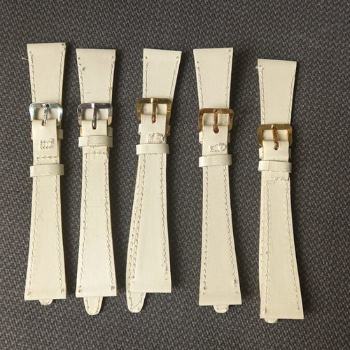 Set of 5 leather watch straps size 16 beige new