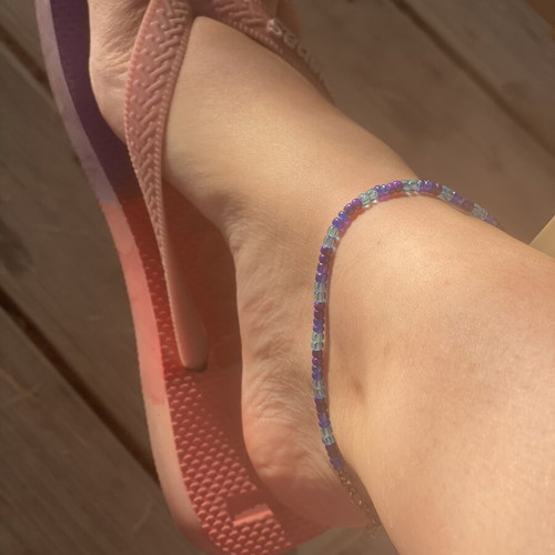 Handmade beaded ankle bracelet custom order, blue