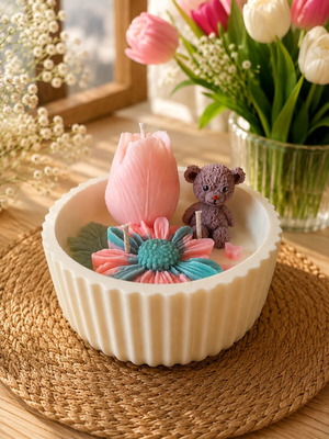 Handmade scented candle with teddy bear