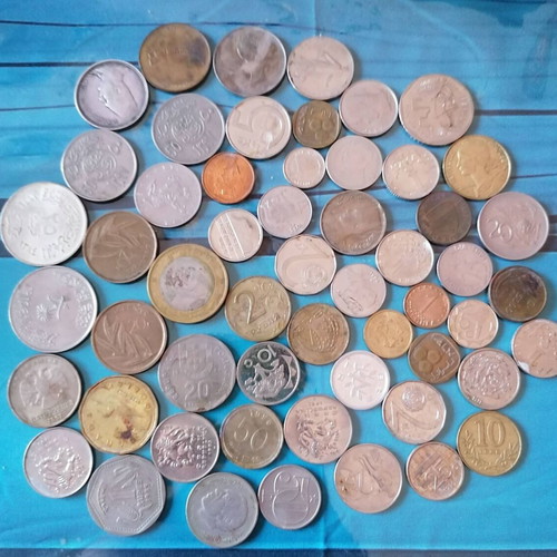 Coins used, set of 55 from various countries