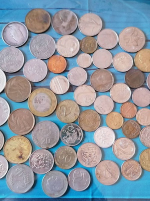 Νομίσματα μεταχειρισμένα, σετ 55 από διάφορες χώρες