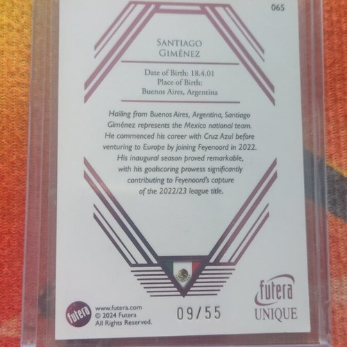 Futera Unique World 2024 Santiago Gimenez numbered card like new