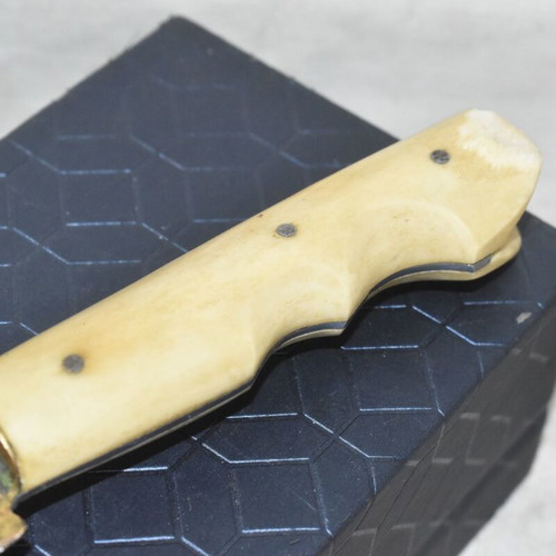 Decorative knife with engraved dedication and handmade sheath used