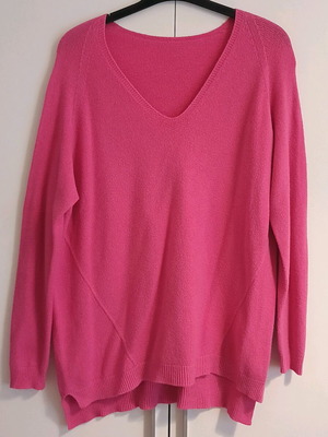 Women's V-neck sweater new, fuchsia, size L