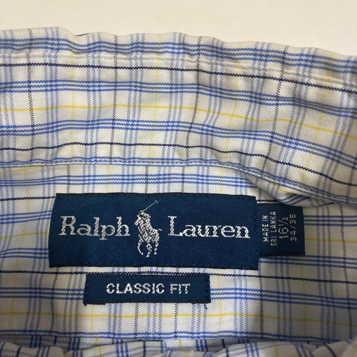 Ralph Lauren Oxford shirt L 16¼ Custom Fit blue yellow