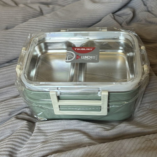 Stainless steel lunch box 1.2L with airtight lid and compartments