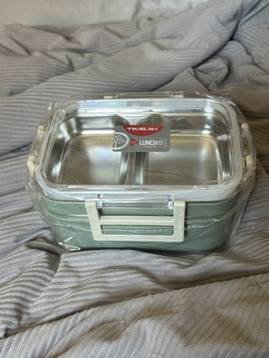 Stainless steel lunch box 1.2L with airtight lid and compartments
