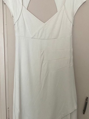 White dress used, fitted with v neckline and back opening, size M