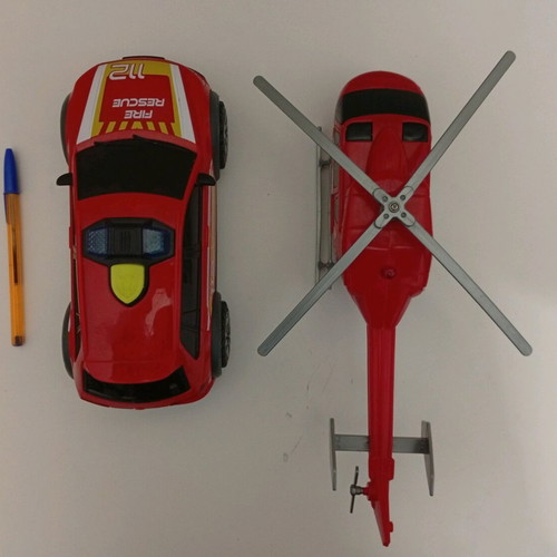 Dickie Toys Fire Rescue Helicopter and Vehicle used, set