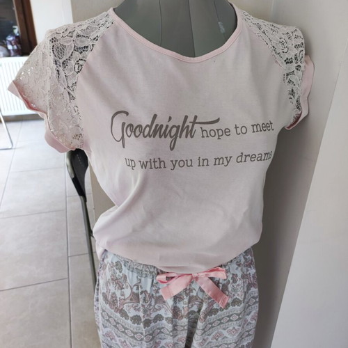 Pajama set used, size Small, soft breathable cotton fabric, pink