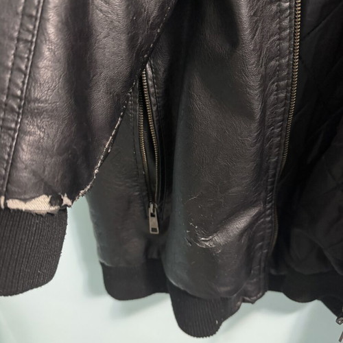 Men's Palablu Biker Style Faux Leather Jacket 2XL used, with hood