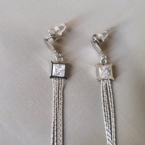 Stainless steel earrings new with zircon and chains