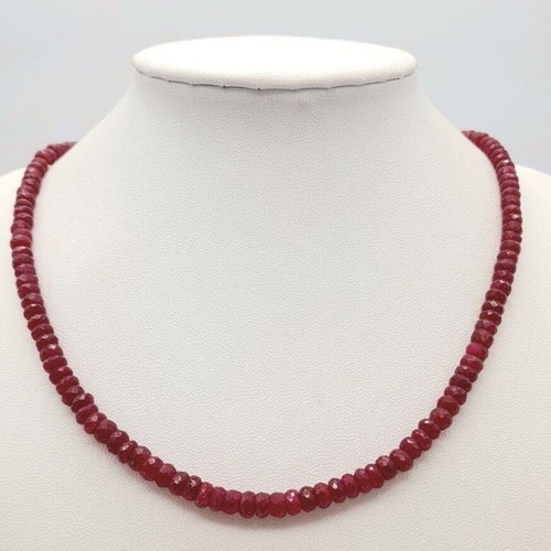 Ruby necklace 135 carats, new, silver clasp 925