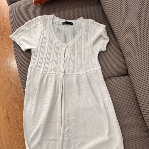 Zara knitted long cardigan used, white, size M