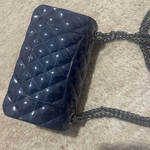 Shoulder bag used dark blue silicone with chain