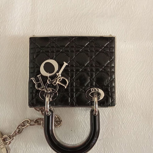 Christian Dior keychain with lipstick, like new, black and silver