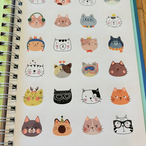 Weekly planner with cats and stickers 23x18cm new