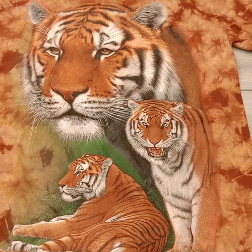 Vintage Rock Eagle T-shirt with triple tiger print and tie-dye, used