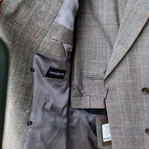 Men's gray wool double-breasted suit Portobello's new