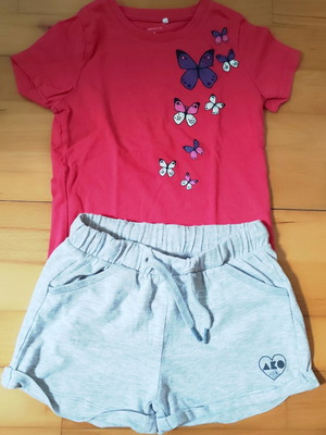Name It and AKO girls' set like new, size 104 cm, grey and pink