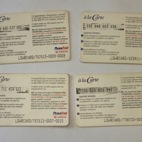 Phone cards used, pack of 16, talk time top-up