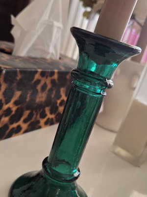 Evergreen Emerald Green 9" Bud Vase and Taper Candle Holder