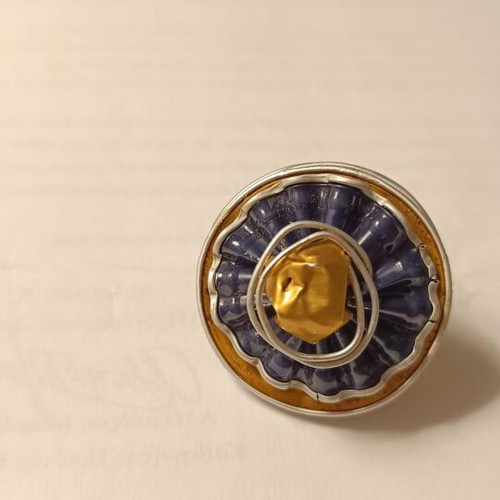 Ring made from coffee capsules, new, adjustable, black and gold