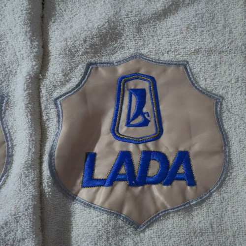 Towel set with embroidered LADA logo, like new, 2 pieces vintage
