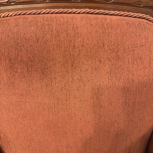 Classic armchairs set of 2 used, wooden frame, terracotta upholstery