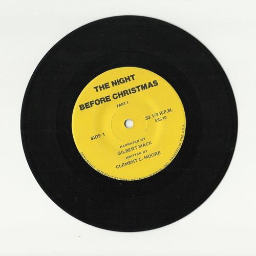 Children's vinyl record The Night Before Christmas used ERS-10