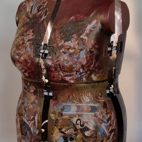 Adjustable Sewing Mannequin with Decorative Collage Coating and LED Light