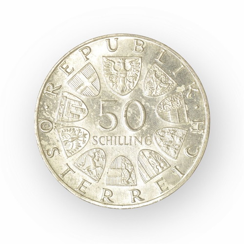Austria 50 Schilling 1978 used silver coin Franz Schubert