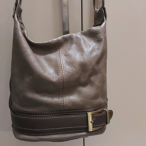 Shoulder bag like new, leather with leatherette details, beige and brown